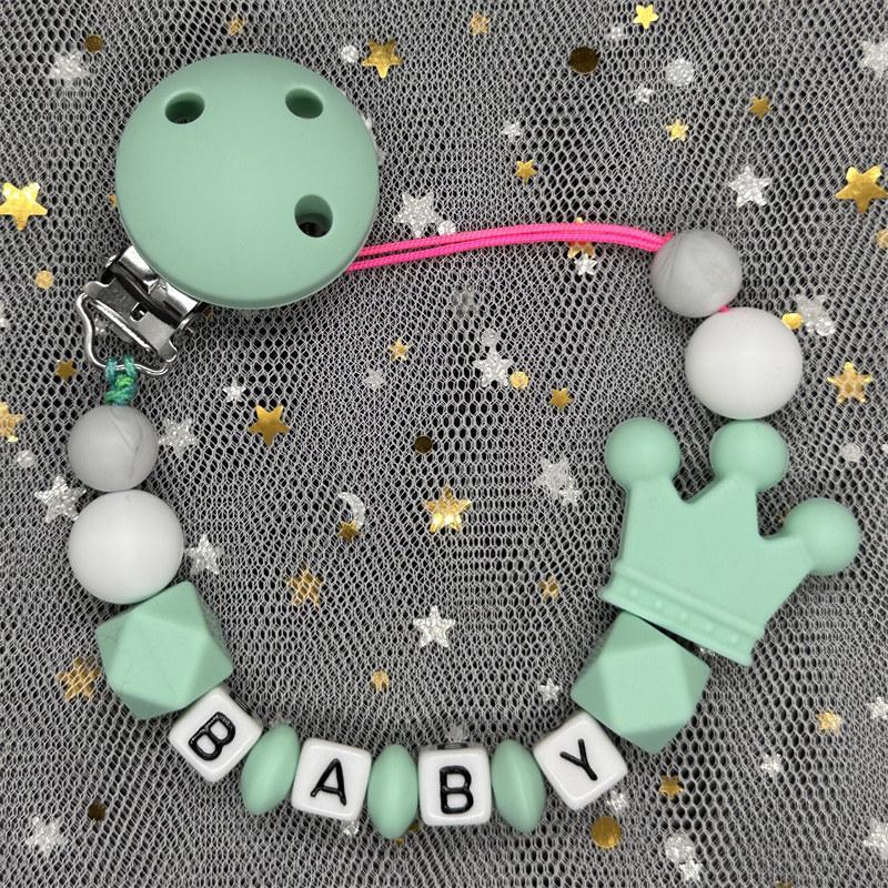 Free Personalised BPA Free Silicone Baad Dummy DIY Silicone Baby Pacifier Custom Clip Name Colorful Pacifier Chain Teething Gift