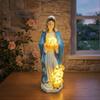 Resin Blessed Mother Sculpture Lighted LED Jesus Christ Figurine  Outdoor Garden