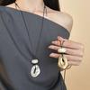 Gold Chunky Necklace For Women, Circular Pendant Long Necklaces Non Tarnish Jewelry Metallic Style Statement Fashion  Gift