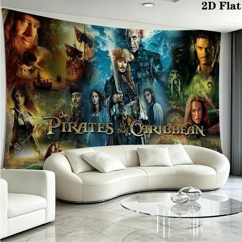 Caribean Pirates Wall Tapestry Aesthetic Wall Hanging Printed Fabric Blanket Decorative Tapestries for Bedroom Living Room Home Decor