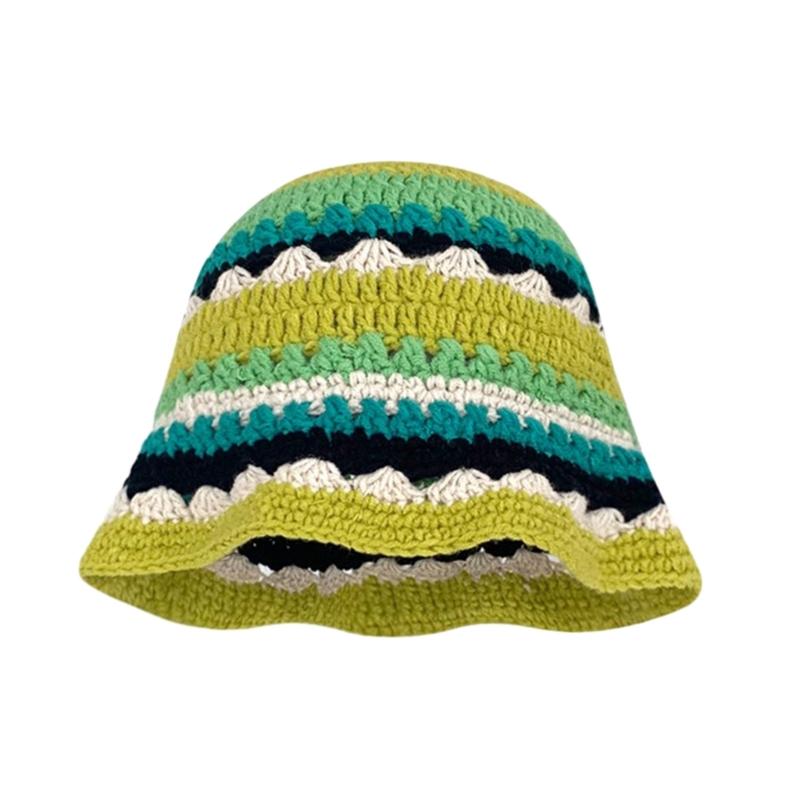 Knit Bucket Hat for Woman Breathable Multiple Color Weaving Wide Brim Bucket Hat Adult Teens Summer Fisherman Cap