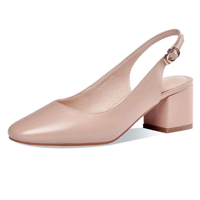 

Elegant Beige Nude Short Heels Women Pumps Genuine Leather Slingback Summer Sandals Shoes Party Office Wedding Dress Shoes Lady 39 абрикосовий