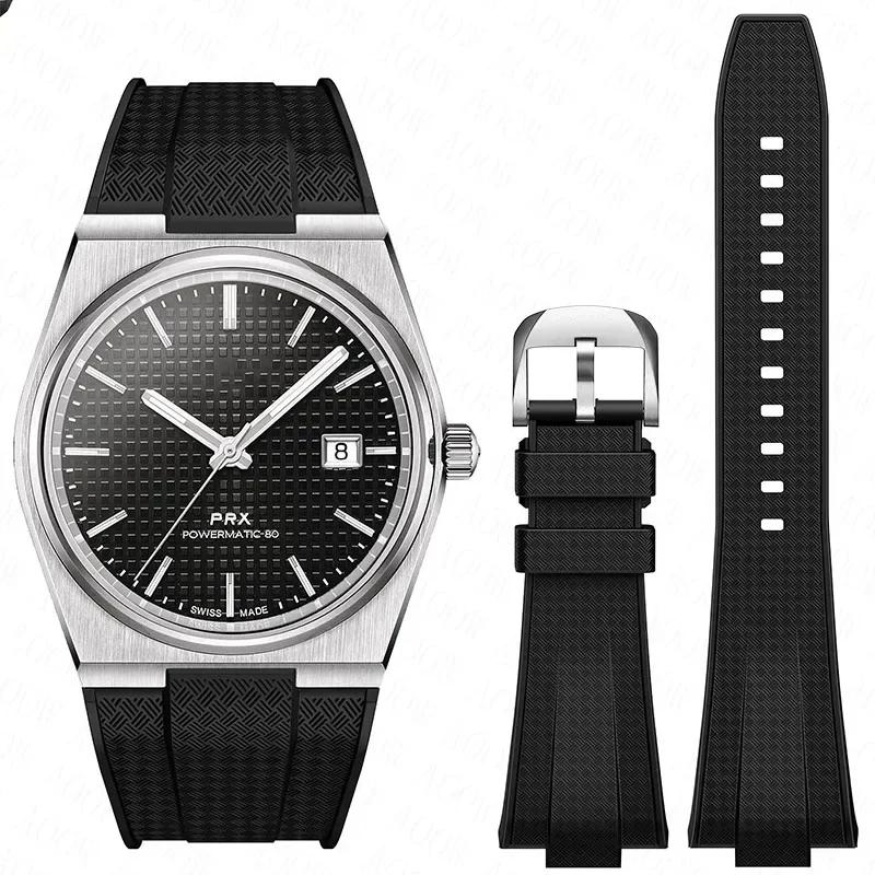 For Tissot PRX T137.407/T137.410 Quick Release Silicone Strap Super Player 40mm Men Convex Rubber Watch Band Bracelet 12mm