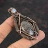 Dinosaur Bone Pendant Copper Wire Wrapped Pendant Gemstone Jewelry Rainbow Moonstone Pendant Handmade Wire Wrapping Jewelry Gift For Mom