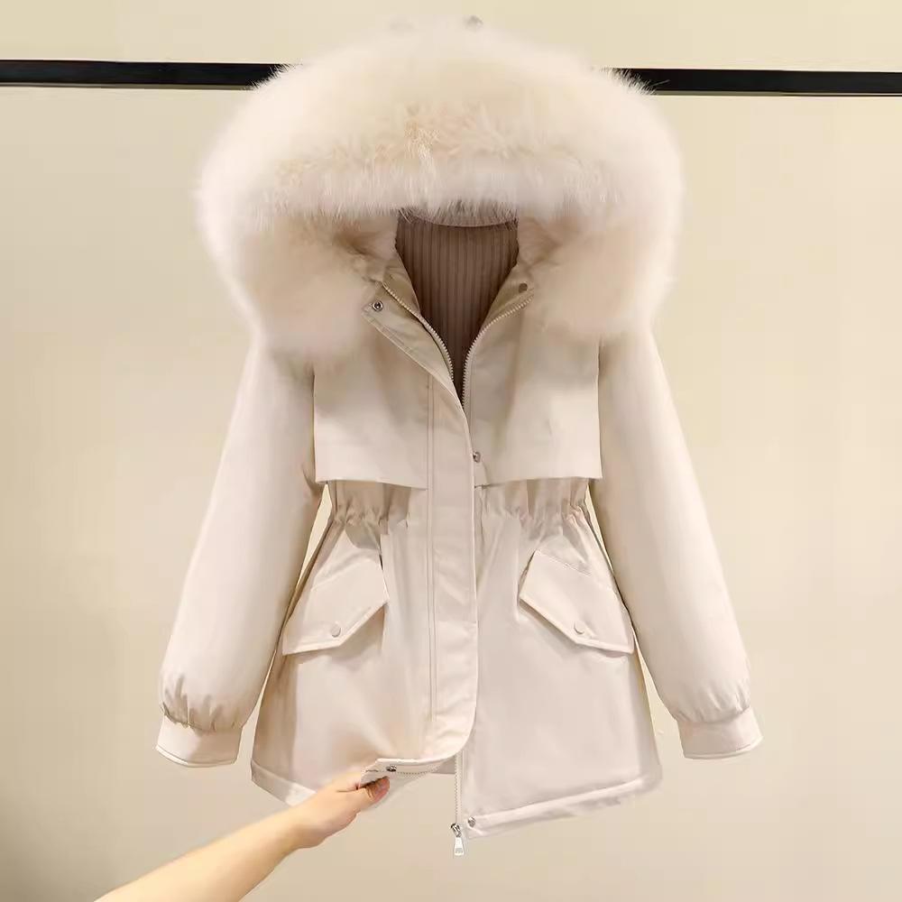 2023 winter new slim-fitting small Parker tooling cotton women's short fashion velvet thickened Parker cotton clothes