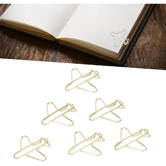 Airplane Shaped Paper Clips, 100Pcs Mini Cute Paperclips Portable Electroplated Metal Office Clips for Document Sorting and Organizing Office School