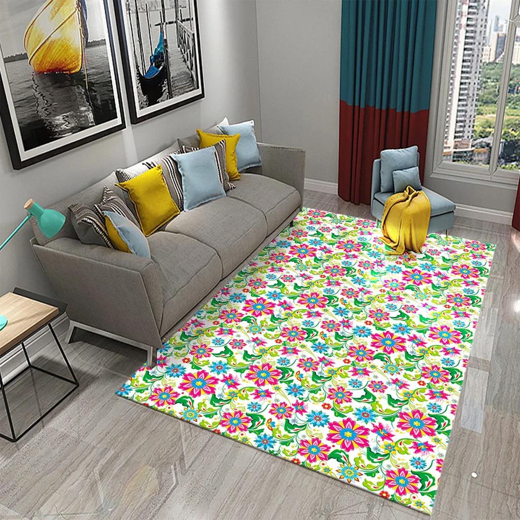 3D Floral Flower Pastoral Carpet Home Decor Entrance Door Mat Living Room Bedroom Entrance Decor Carpet Bathroom Non-slip Mats