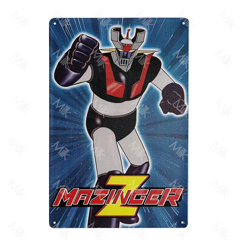 Anime Goldrake Goldorak Mazinger Z Metal Tin Sign Rectangle UFO Robot Grendizer Signs Plaque Bar Cafe Bedroom Wall Art Decor