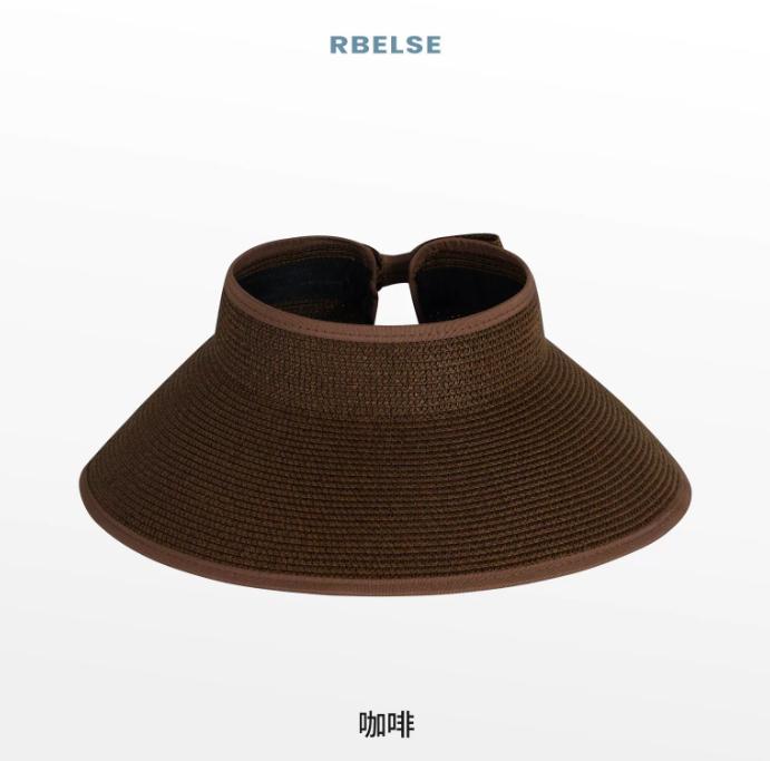 2025 Women Sun Visors June Wide Brim Foldable Packable Roll Up Ponytail Beach Hat Straw Visor Sun Hats