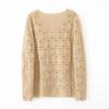 Women's V-Neck Cashmere Cardigan: Ethnic Style, Hollow Knit, Elegant, Versatile Sweater for Autumn and Winter