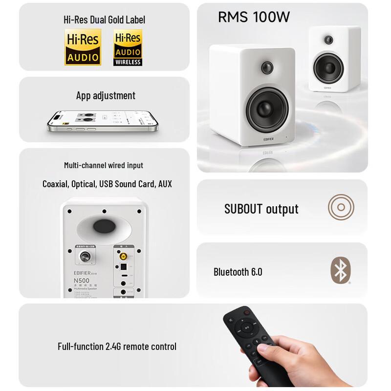 Edifier N500 2.0 Desktop Bluetooth Speakers (CN Version)
