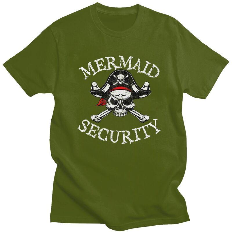 Custom Mermaid Security Pirate Quotes T Shirt Men Pure Cotton Tshirt Tees Streetwear Tshirts