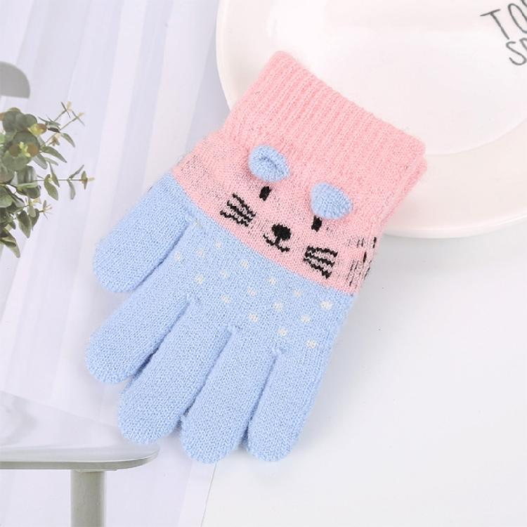 Crochet Full Finger Glove Cartoon for Cat Knitted Gloves Cute Toddler Kids Glove