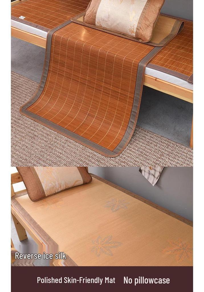 Dual-Sided Bamboo Straw Summer Mat for Student Dorms, Single & Bunk Beds - Home Ice Silk Cooling Mattress