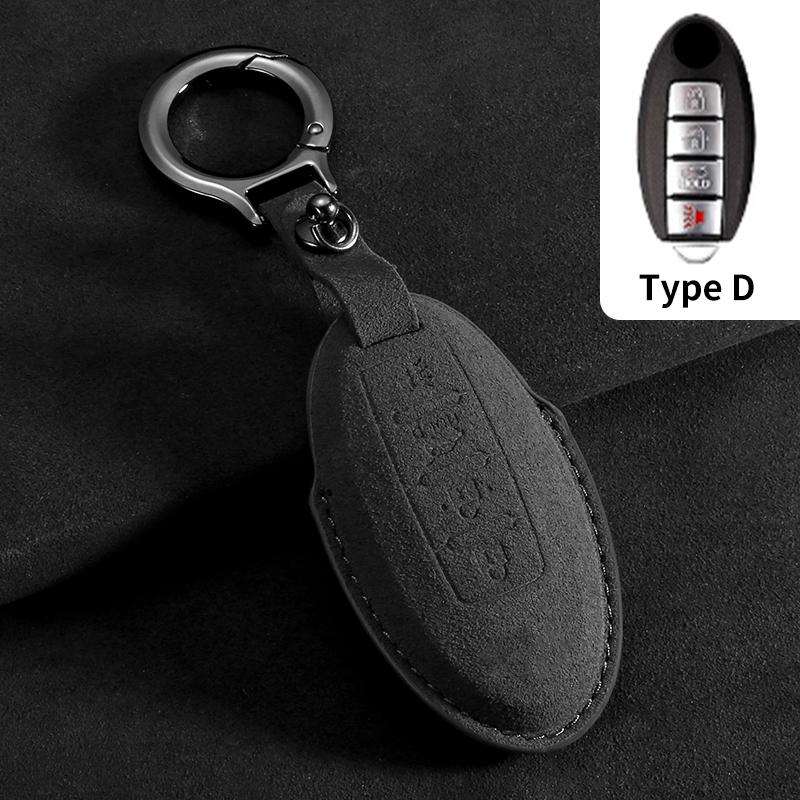 Suede Car Key Case Cover Fit For Q50 Q60 Q70 Qx50 Qx60 Qx70 G25 Fx Jx35 Fx25 Fx35 Ex37 Non-Oem Key Fob Protector