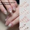 30Pcs False Nails Flower Design Wearable Fake Nails Simple Artificial Press On Nails Tips Cat Eye Nail Art