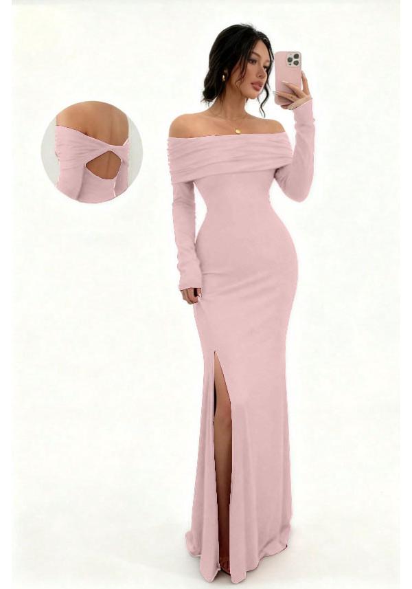 2026 Autumn One-Shoulder Slim-Fit Slit Dress