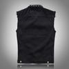 Men's Spring, Summer and Autumn Black Large Size Vest Motorcycle Rivet Vest Slim Waistcoat Vest