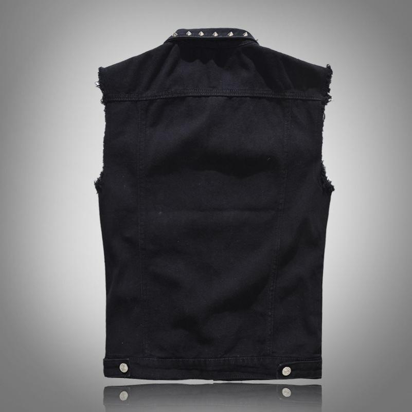 Men's Spring, Summer and Autumn Black Large Size Vest Motorcycle Rivet Vest Slim Waistcoat Vest