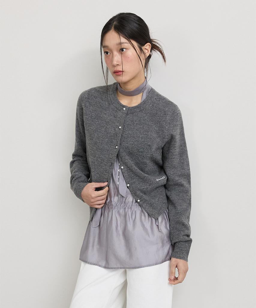 TMAKER Signature Pearl Button Cardigan Gr