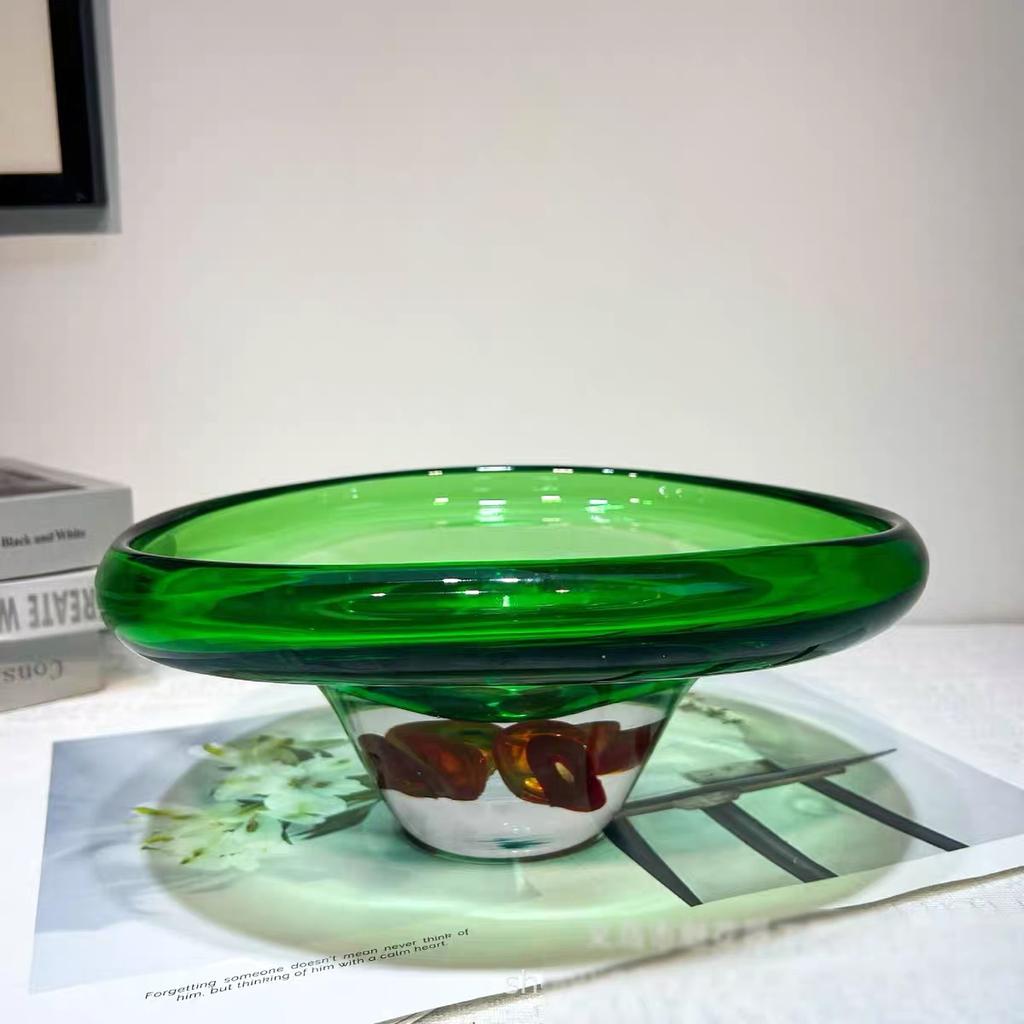 Green Vase Clear Fruit Tray Desktop Storage Container Flower Vase Double Color Transparent Terrarium Home Decoration Accessories