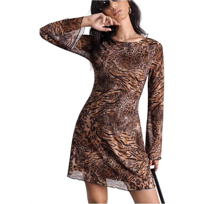 IHUASU Fashion Spring Autumn Long Sleeve  O-Neck Casual Dresses
