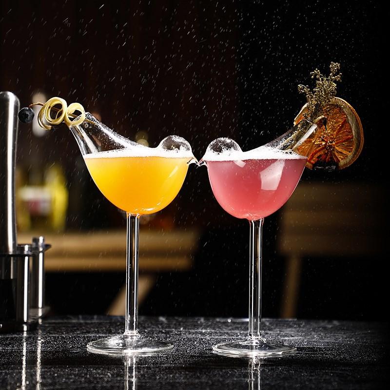 Creative Cocktail Glass Bird Design Clear Cocktail Glass Novelty Drink Cup for KTV Bar Night Party Cocktail Tool