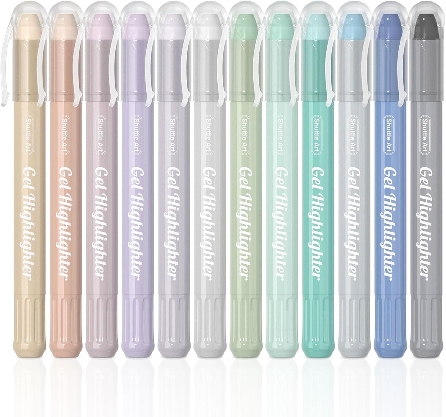 

Shuttle Art Highlighter Smoky Solid Fluorescent Fluorescent Light Retractable Gel with Clear for Marking Convenient Storage Pens, Colors, 12-Color