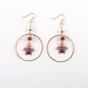 Rust-proof Gold Plated Hoop Dangle Earrings Enamel Bee Charm Red Bead Accent for Women Casual Daily Wear Gift