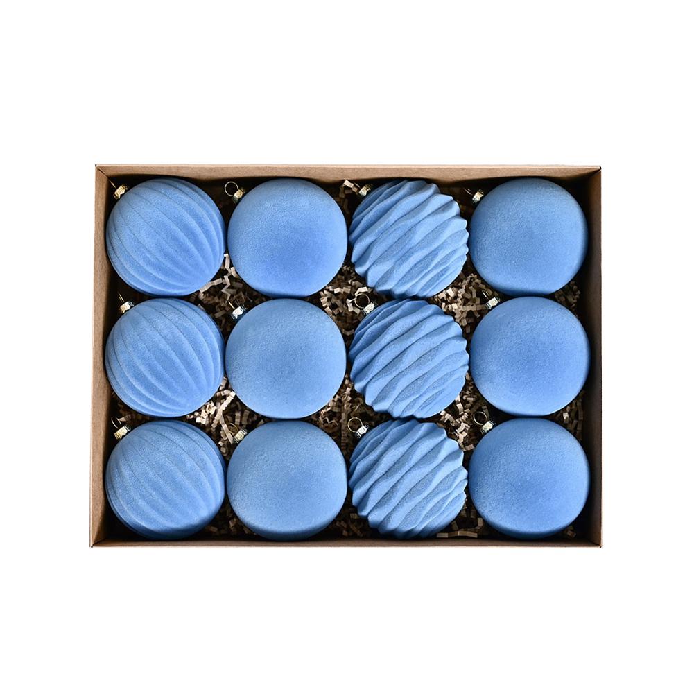 

Christmas Ball Ornaments Flocked Christmas Ornaments Wear Resistant Fading Resistant Hanging Rope Luxurious Feel синий