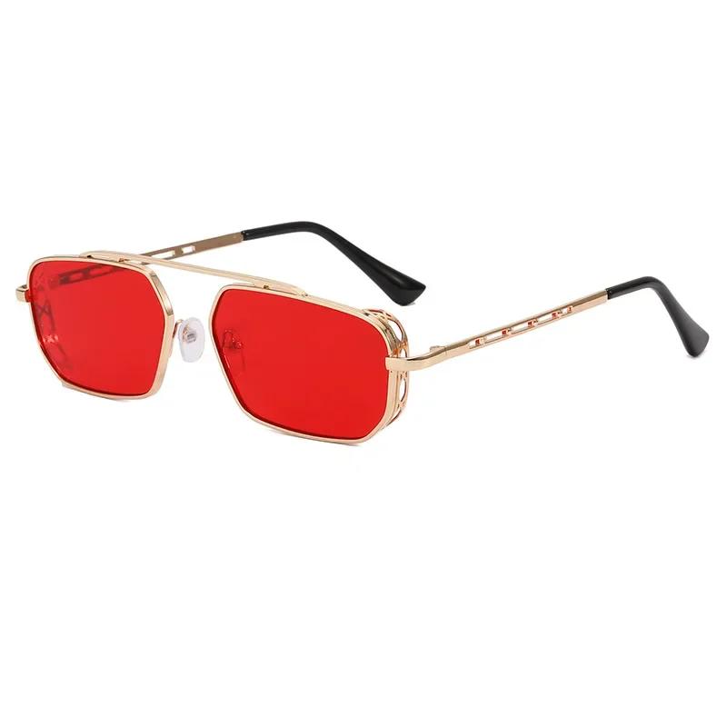 

Rectangle Sunglasses Women Small Metal Men Sun Glasses Brand Steampunk Pink Ocean Lens Shades Eyewear UV400 Gafas De Sol красный