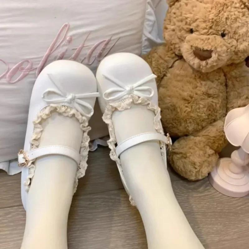 Women's Shoes Fashion Round Head Shallow Mouth Single Shoe Sweet Cute Butterfly Knot Women Lolita Shoes Fashion Mary Jane Shoes