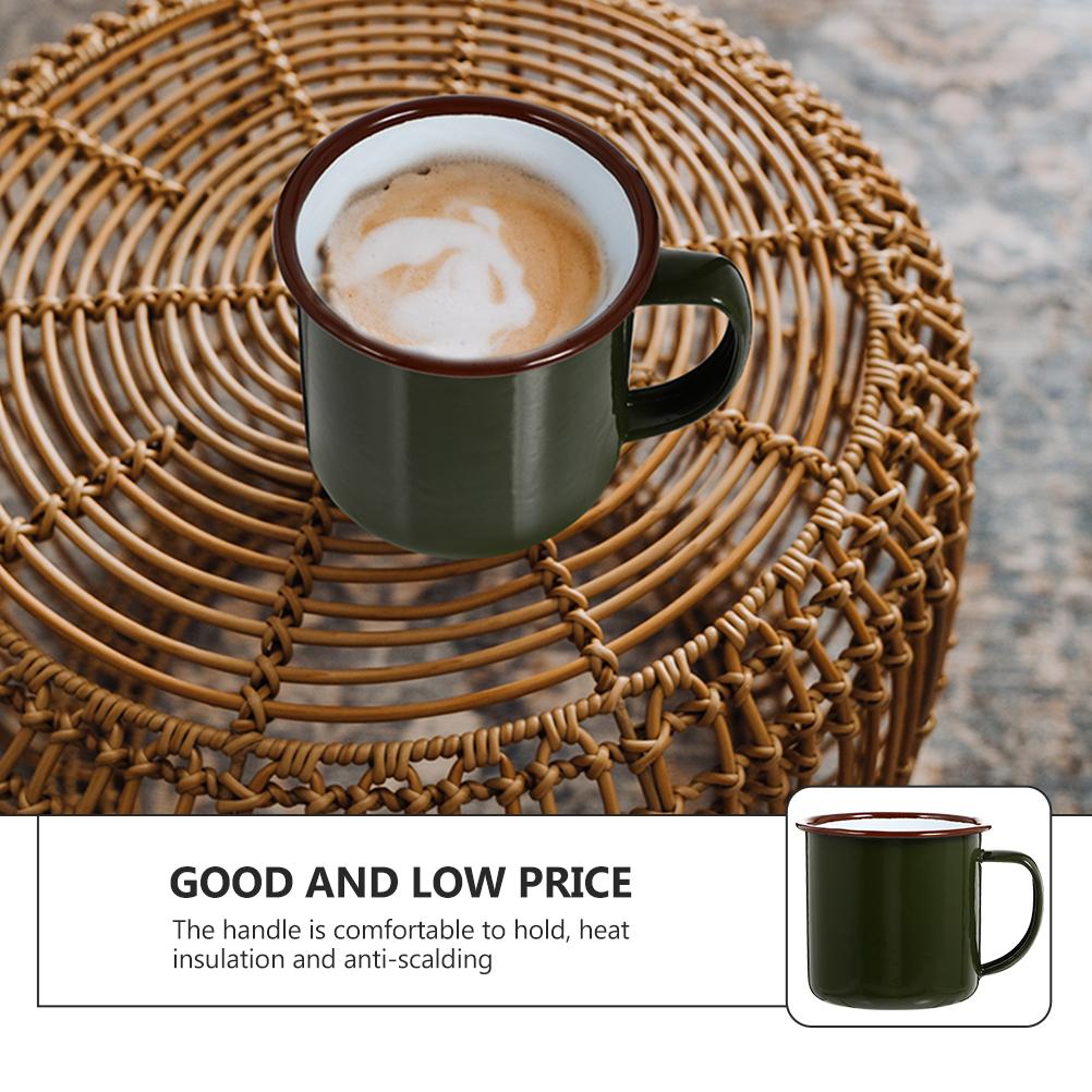 2Pcs Enamel Tea Mugs Retro Drinking Cups Heat Resistant Rustproof Mugs for Home Cafe Kitchen Storage Practical Tea Cups
