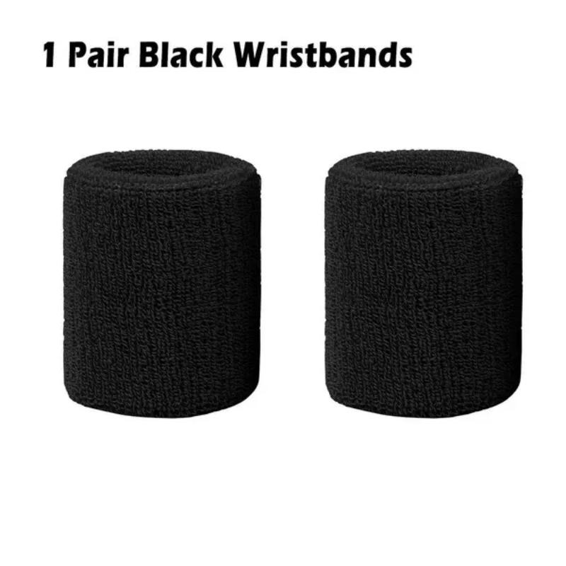 1 Pair Solid Color Wrist Protection Sports Anti-sweat Wristband with Sweat Absorption Breathable Sports Accessories