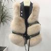 Cappotto di Pelliccia Gilet da Donna Abbigliamento Corto Autunno Inverno Patchwork Slim Moda Versatile