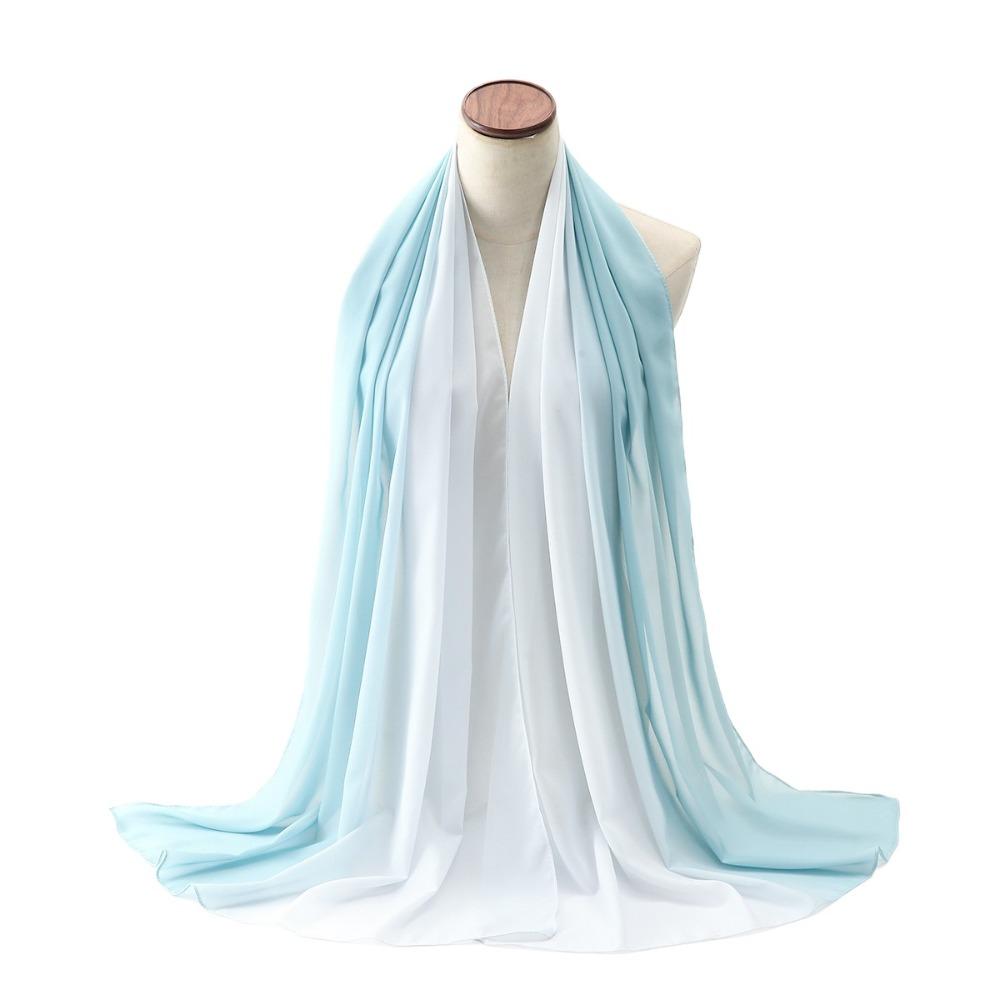 Длинный головной платок Градиентный цвет Исламский тюрбан Модный этнический стиль Шарф Женский белый/зелёный