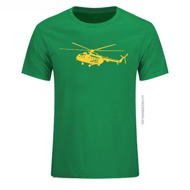 Summer Mens T Shirt Short Sleeve Cotton Print Mi8 Helicopter TShirt Casual Shirt Cool Tees Tops Streetwear Cotton Fabric