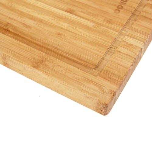 HANKEY Cutting Board, Natural Bamboo with Stand, Pizza Cutting Board, Kitchen Board, Round Cutting Board, Antibacterial (Square, 34*26cm)