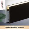 1m H50/80mm LED Baseboard Aluminium Profile Suface Mounted Hard Bar Light Channel Metal Wall Skirting Linear Lamp Milky Cover