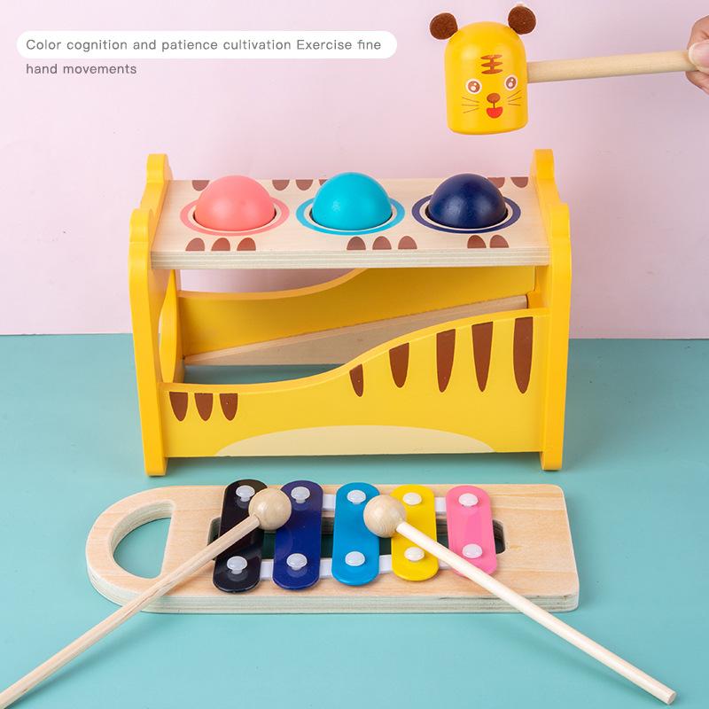 Holzkugel und Klavier 2-in-1-Set Kinder-Musik Früherziehung Feinmotoriktraining Lernspielzeug