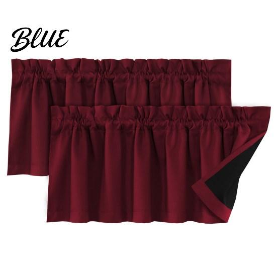 Solid Color Curtain Blackout Coating Modern Elegant Light Blocking Valance 2Pcs Black With Living Room