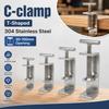 1pc 304 Stainless Steel C-clamp Adjustable Fixed Holder Clip Square Clamp  Hardware Fasteners