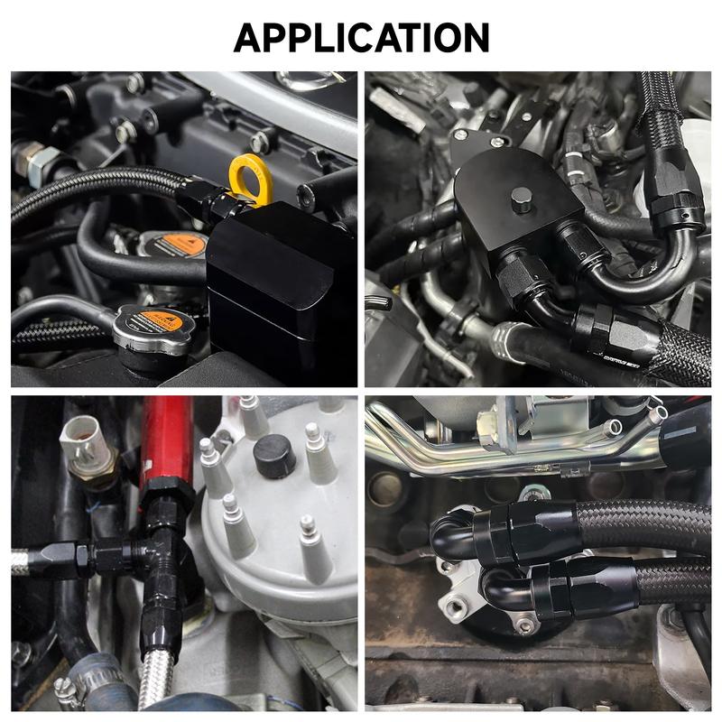 2 Pcs Universal AN4 AN6 AN8 AN10 Straight 0 45 90 180 Deg Aluminum Swivel Hose End Fitting Adapter For Oil Fuel CPE Line Black