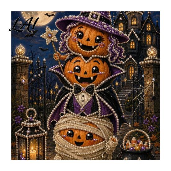 Cozy Autumn Home Decoration Halloween Faux Pearl Painting Kit Cute Ghost 3D Art DIY Reusable Decorative Wall Kit for Adults Christmas Craft Festive