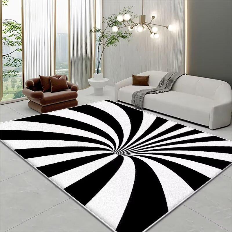 Modern Minimalist Living Room Floor Mat Soft Non-Slip Area Rug 2D Geometric Spiral Stripes Home Decor Carpets for Bedroom
