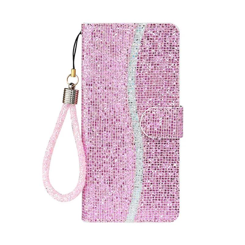 Glitter Leather Case For iPhone 13 11 12 14 15 16 17 Pro XS Max Mini XR X 8 7 Plus SE 2020 2022 SE3 Air 16E 17E Flip Case Cover