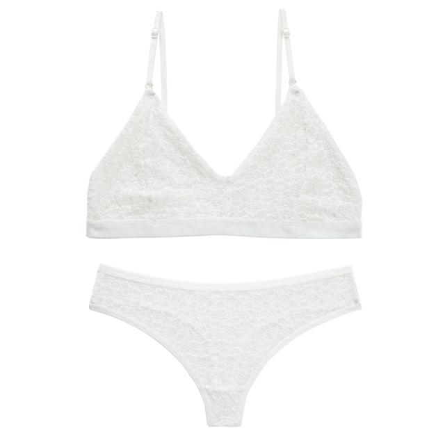 

CINOON женское нижнее белье, комплект сексуального нижнего белья, кружевной бюстгальтер, бесшовный бюстгальтер, жилет, топ без косточек, трусики без косточек, бюстгальтеры и короткие комплекты L белый