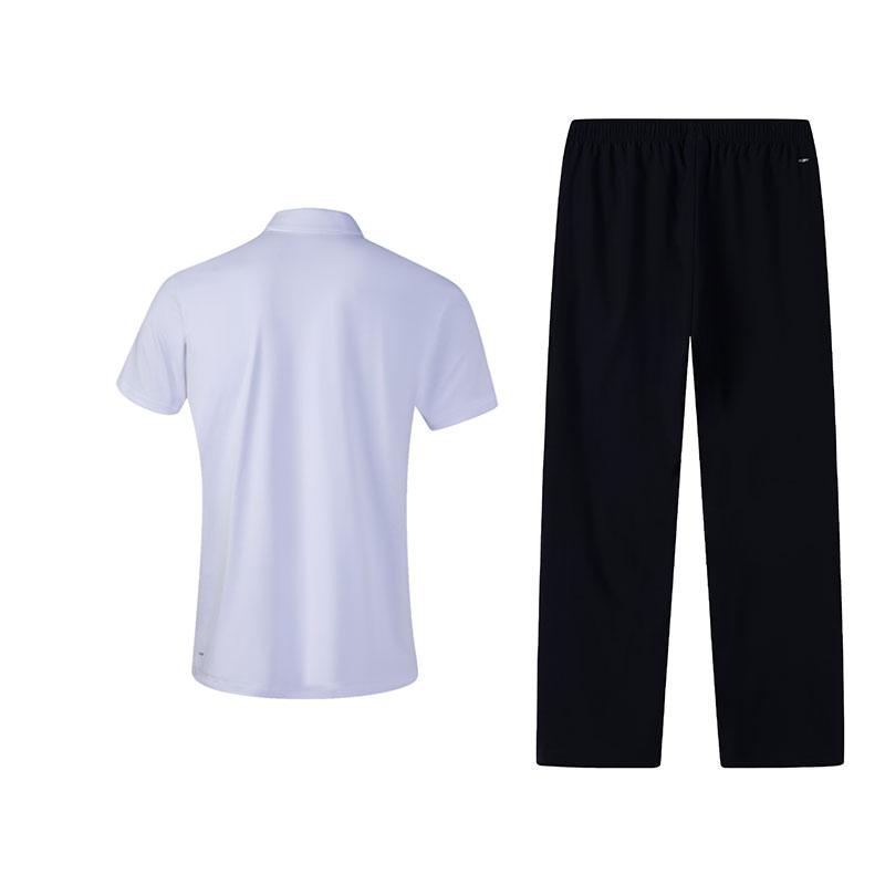 Li-Ning Fashion Polo Collar Short Sleeve T-Shirt Versatile Breathable Straight Leg Pants Casual Sports Suit Men suit W517-1+W827-1