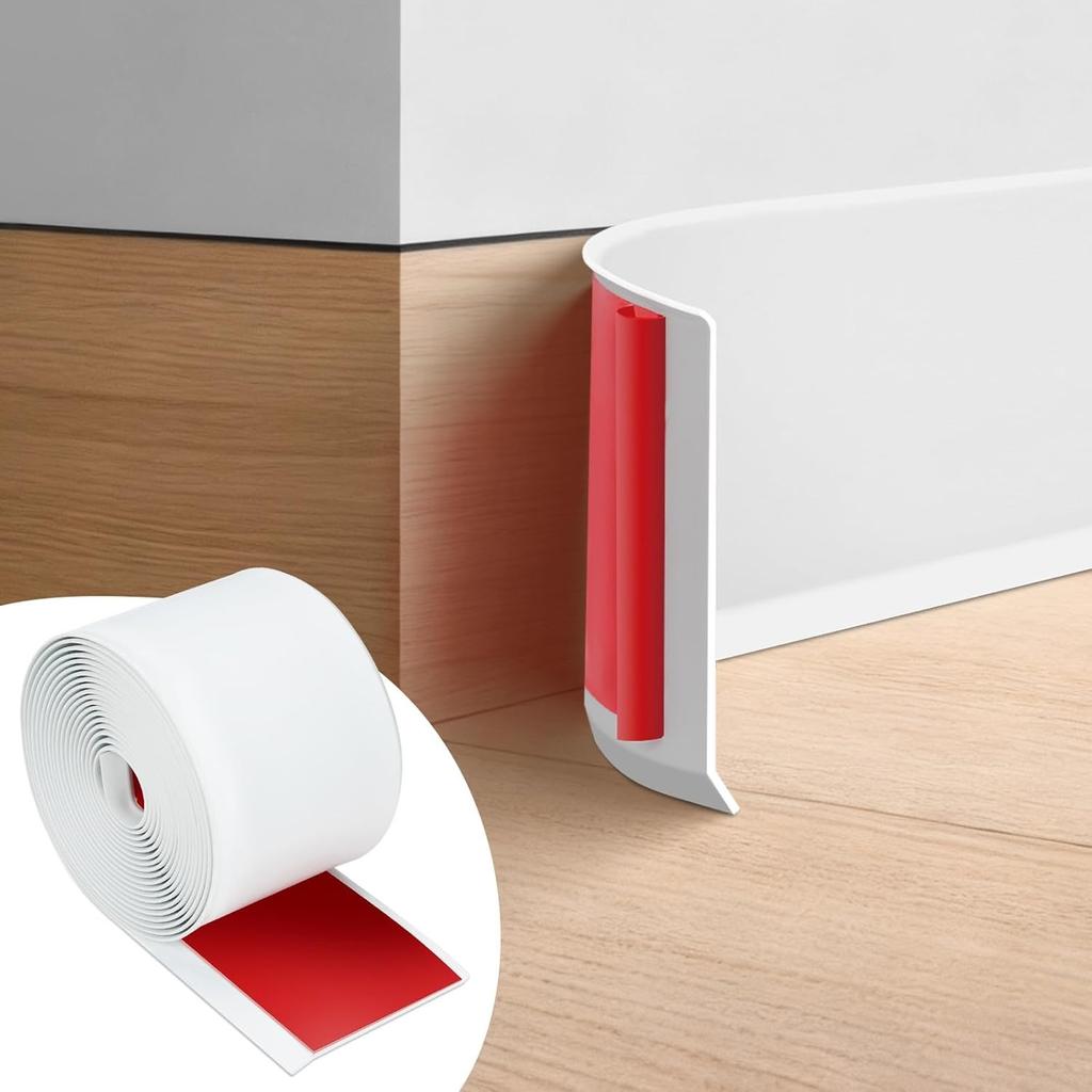 1pc Wall Baseboard Trim, Flexible Self-Adhesive Rubber Baseboard for Walls, Peel and Stick Wall Molding Trim,Flexible Baseboard