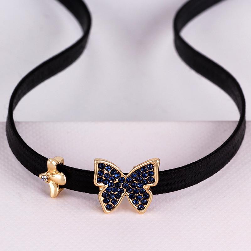Beautifully Butterfly Designed Choker Necklace For Women In Black With Chain Adjustable